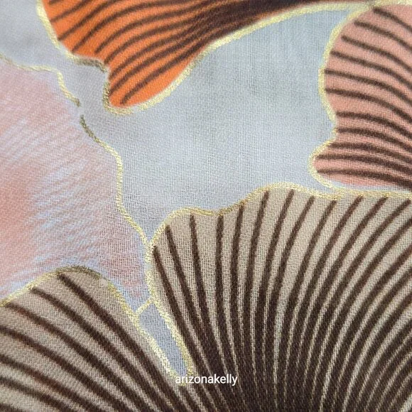 Lightweight Scarf with Gold Foil Detail Ginko Leaves - Picture 6 of 6